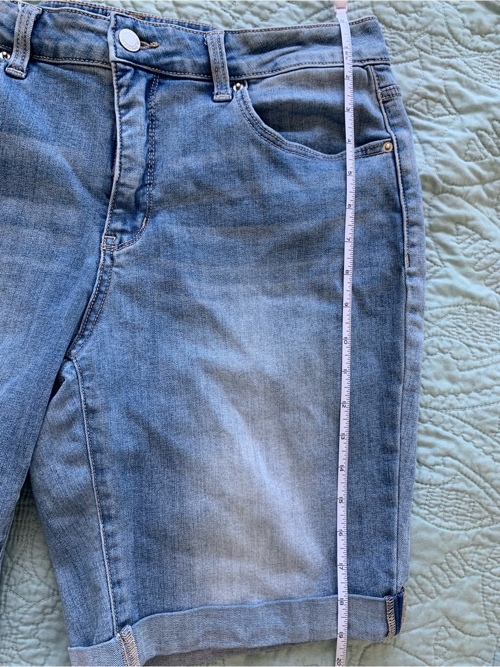 Time and Tru Light Blue High Waist Denim Bermuda Shorts - Picture 4 of 5